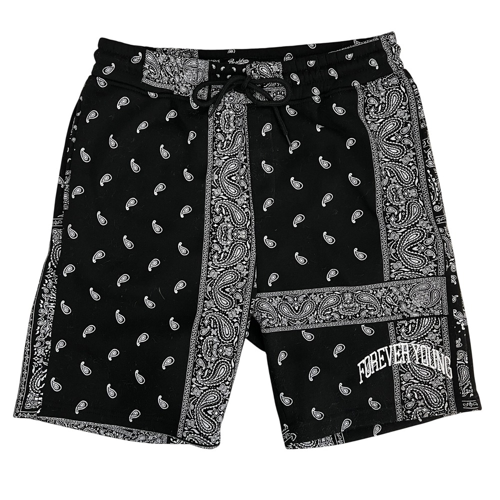 Brooklyn Cloth Forever Young Knit‎ Shorts Bandana Print Black Men's M